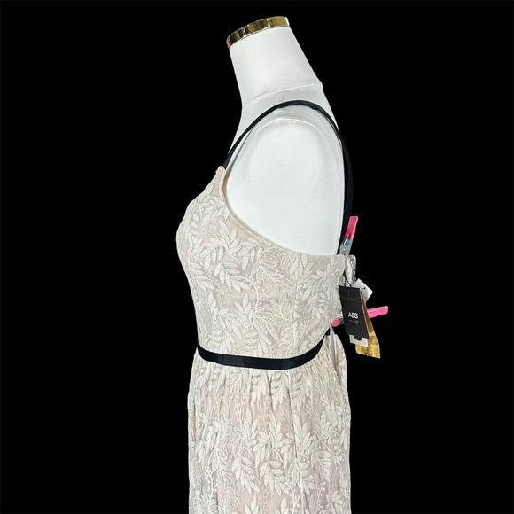 NWT ABS Allen Schwartz $659.00 boho metallic thread lace overlay full length - Picture 8 of 14